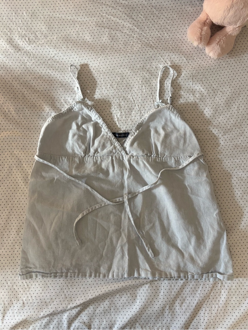 Brandy Melville Light Blue Edith Linen Top